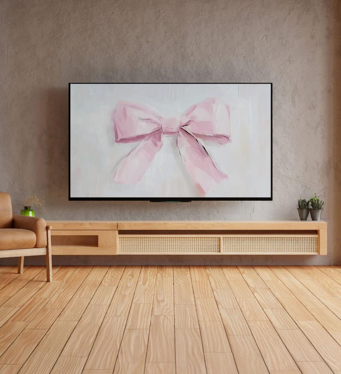 Pink Bow Painting Coquette Soft Romantic Nursery Girls Room Art Poster - Image 4