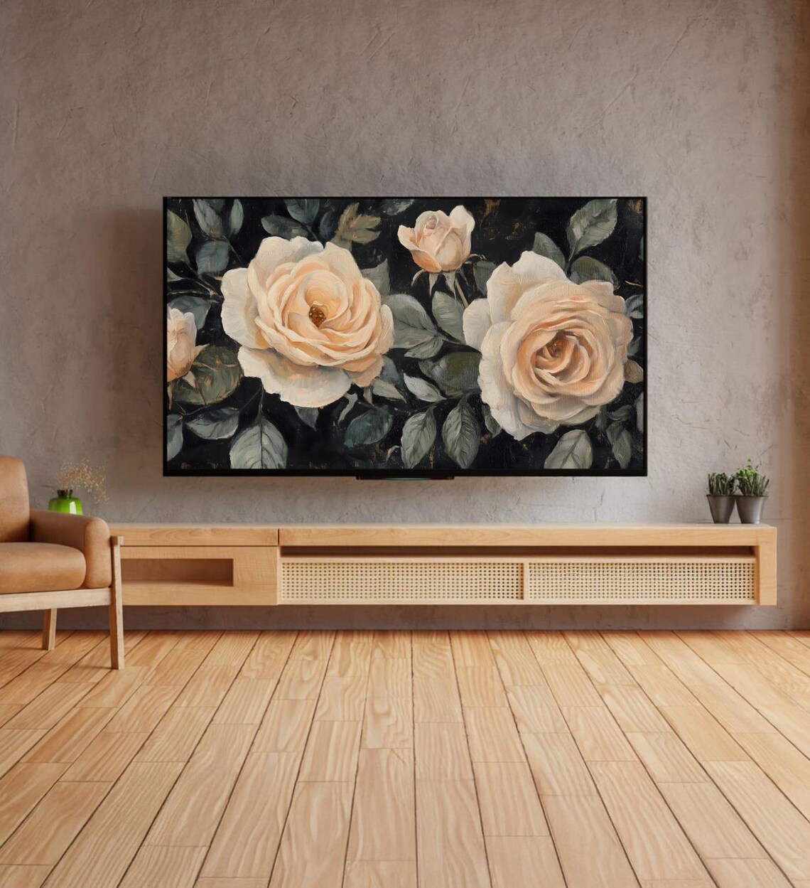 Dark Moody Cream Roses Vintage Floral Oil Painting Romantic Art Poster - Image 4