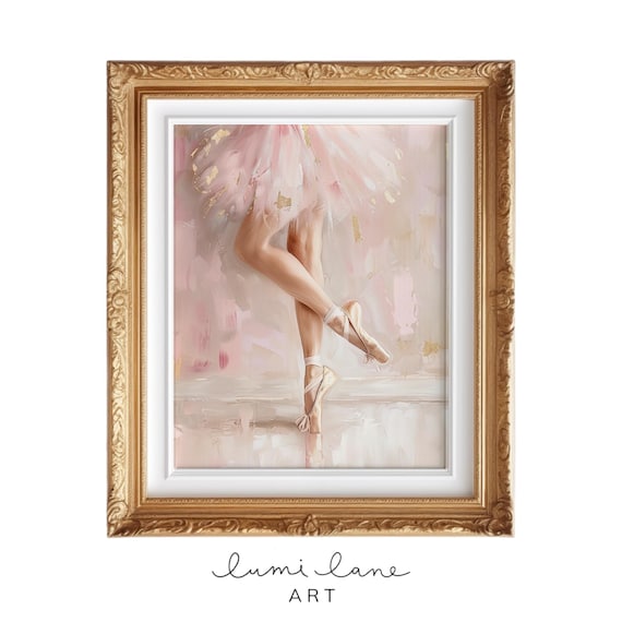 Ballet Slippers Art Pink And Pretty Beautiful Ballerina Tutu Ribbons Bows Oil Painting Texture Instant Print