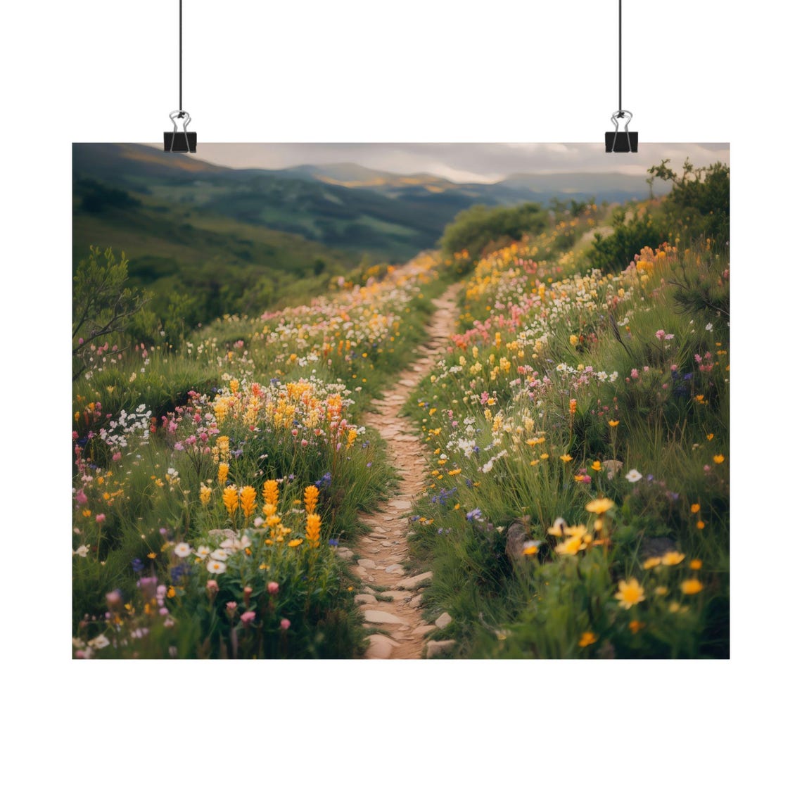 Blooming Wildflower Trail Through Alpine Mountain Meadow Print