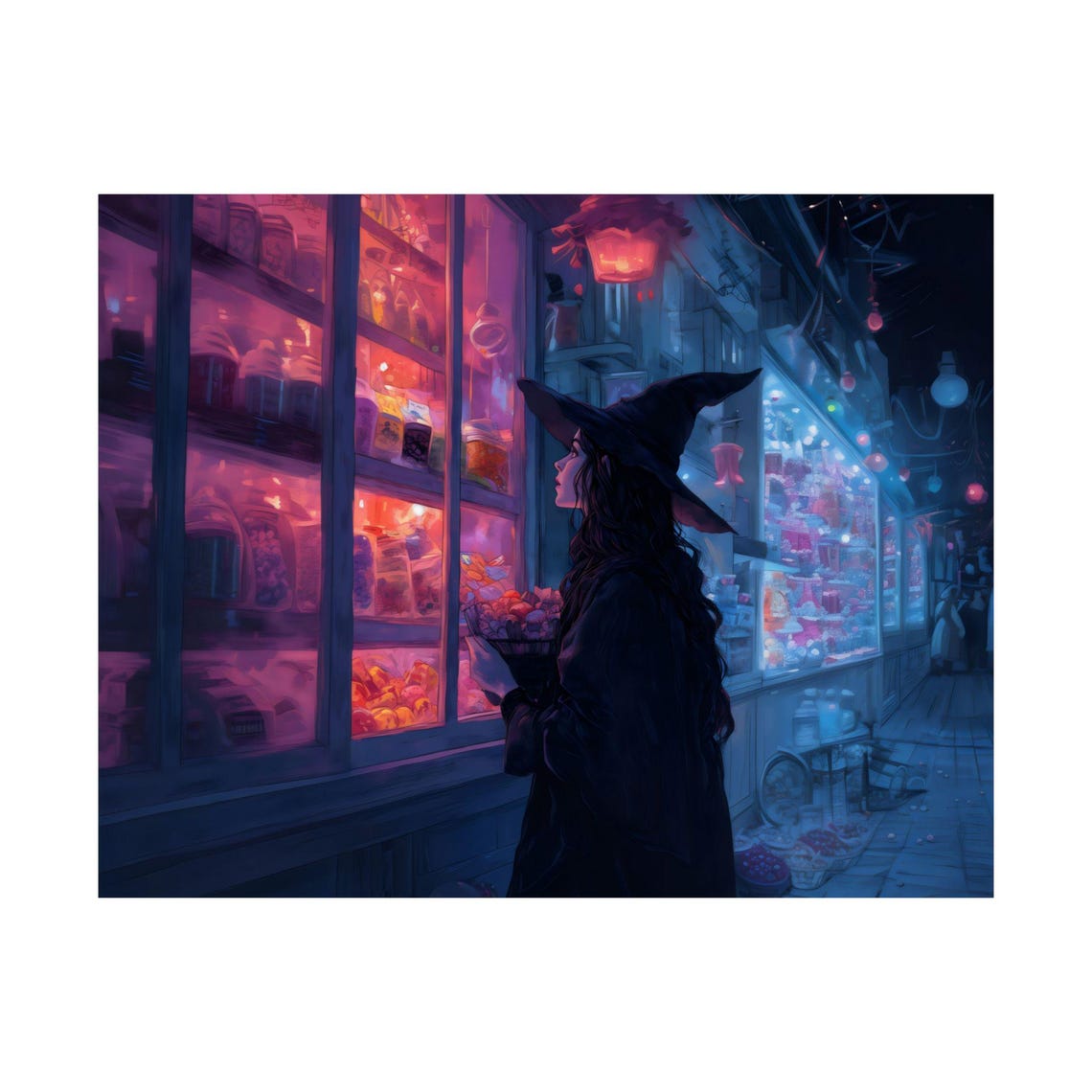 Witch Window Shopping Glowing Apothecary Night Magic Halloween Poster - Image 4