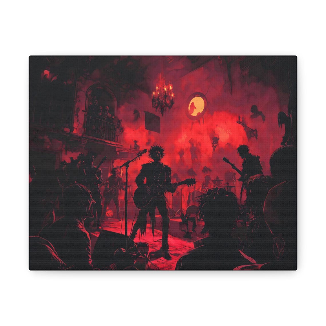 Zombie Rock Band Performing on a Red Lit Stage Spooky Concert Wall Art - Image 2