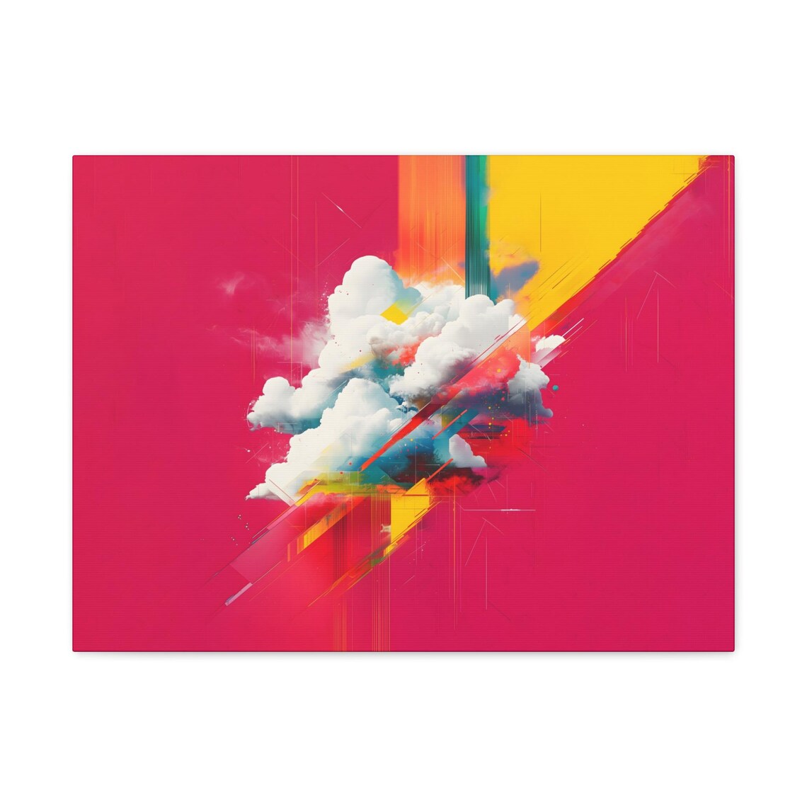 Abstract Geometric Cloud Burst Hot Pink Modern Colorful Art Poster - Image 3