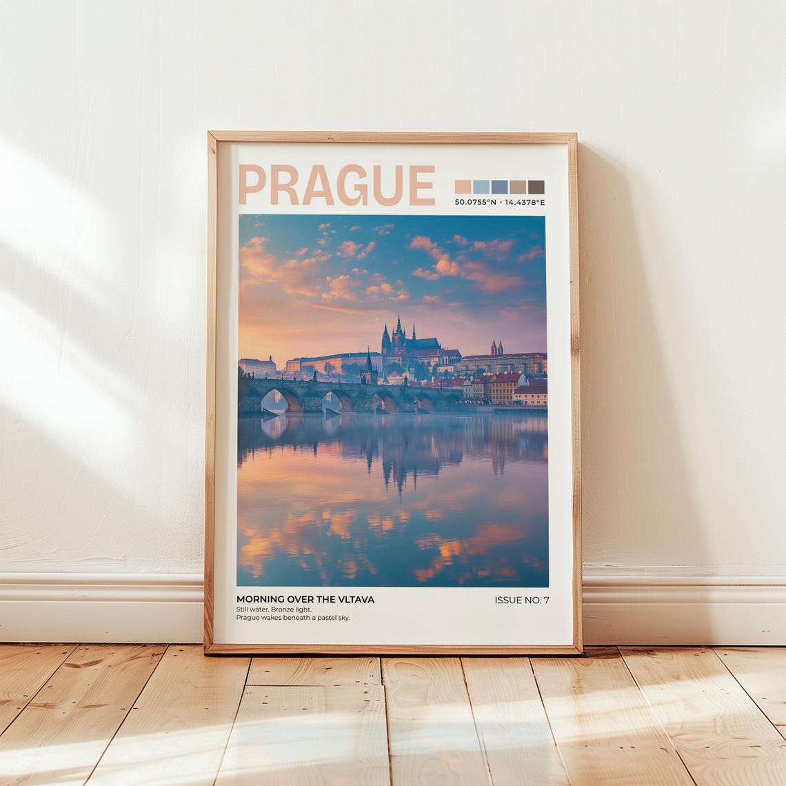 Prague Cityscape Print Czech Republic Travel Poster Europe Wall Art