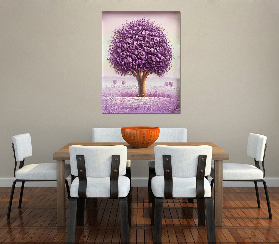 Purple Blossom Tree Framed Lavender Impasto Canvas Art Poster - Image 3