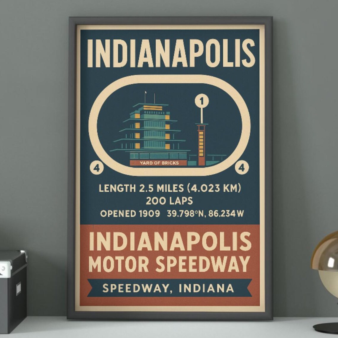 Indianapolis Motor Speedway Pagoda Vintage Racing Track Art Poster