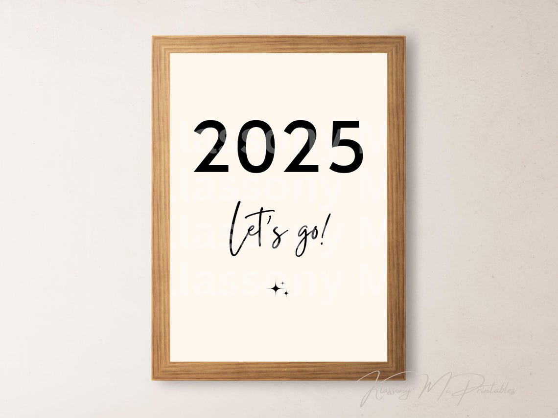 2025 Lets Go Bold Black Script High Energy New Year Motivation Poster - Image 2