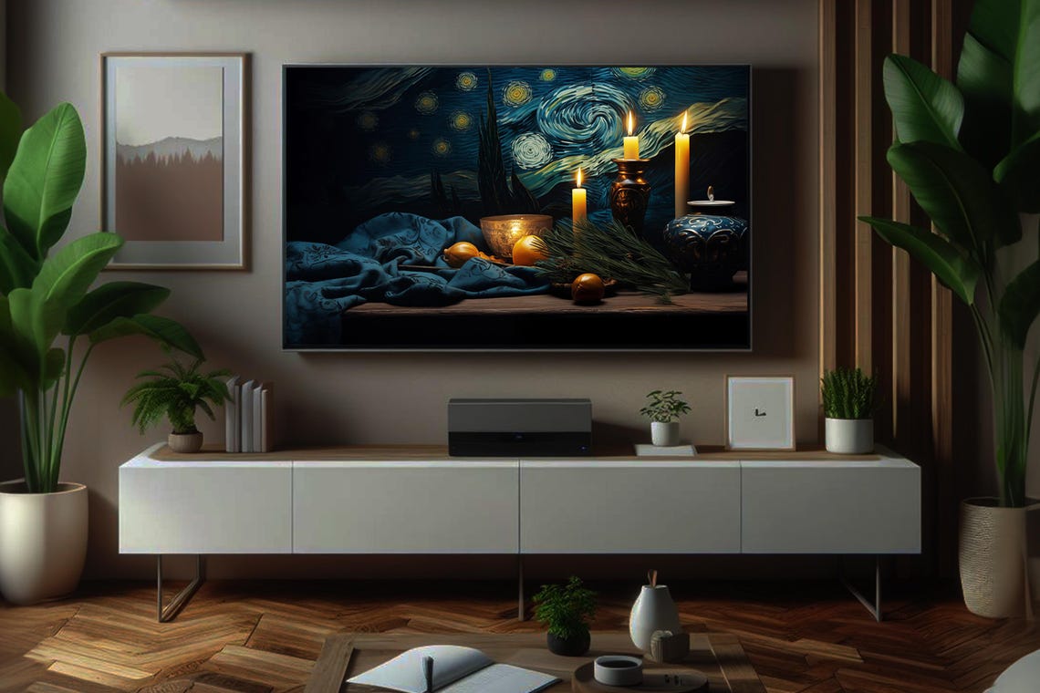 Van Gogh Starry Night Still Life With Candles Oranges And Pine Poster - Image 5