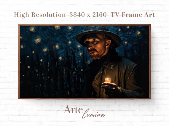 Frame Tv Art Van Gogh Inspired Candlelit Portrait Starry Night Dark Art For Frame Tv Display Art 17