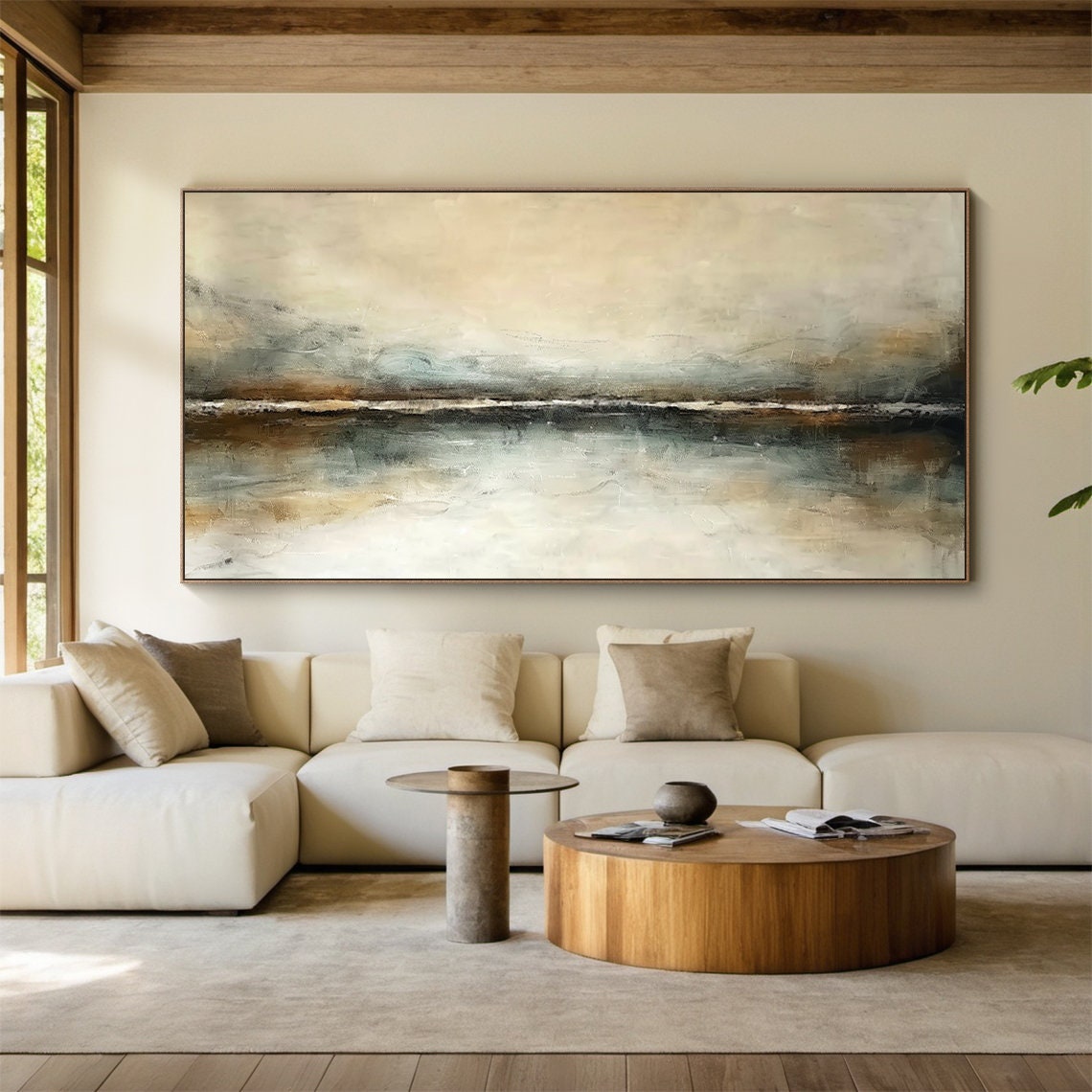 Brown Grey Abstract Horizon Earthy Textured Minimalist Art Poster - Image 6