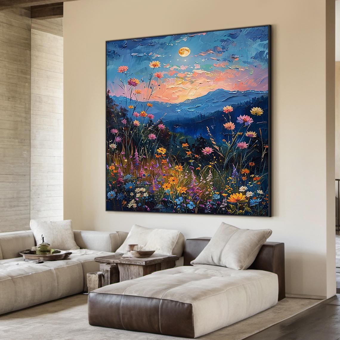 Colorful Flower Sea Abstract Flower Landscape Art Print - Image 2