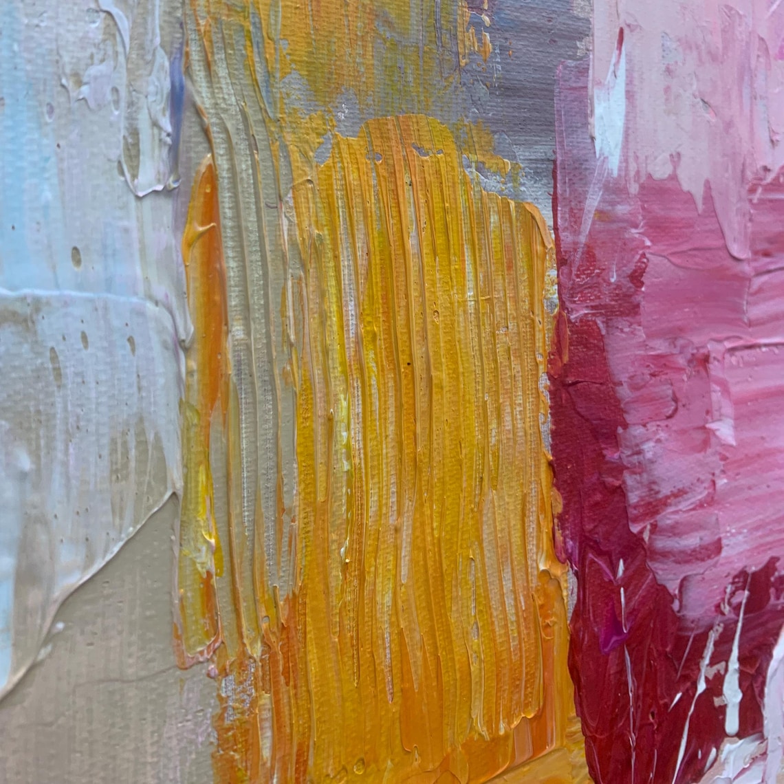 Pink Abstract Oil Painting, Modern Office Art Print - Image 5