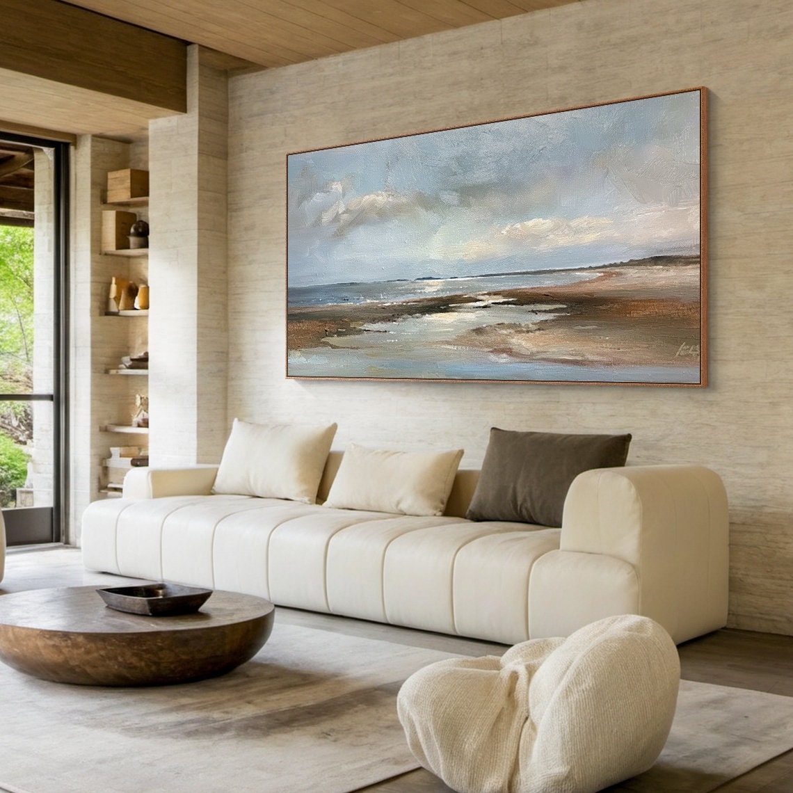 Large Original Blue Sky Abstract Oil Painting Natural Sky Clouds Landscape Painting Modern Living Room Decoration Art - Image 5