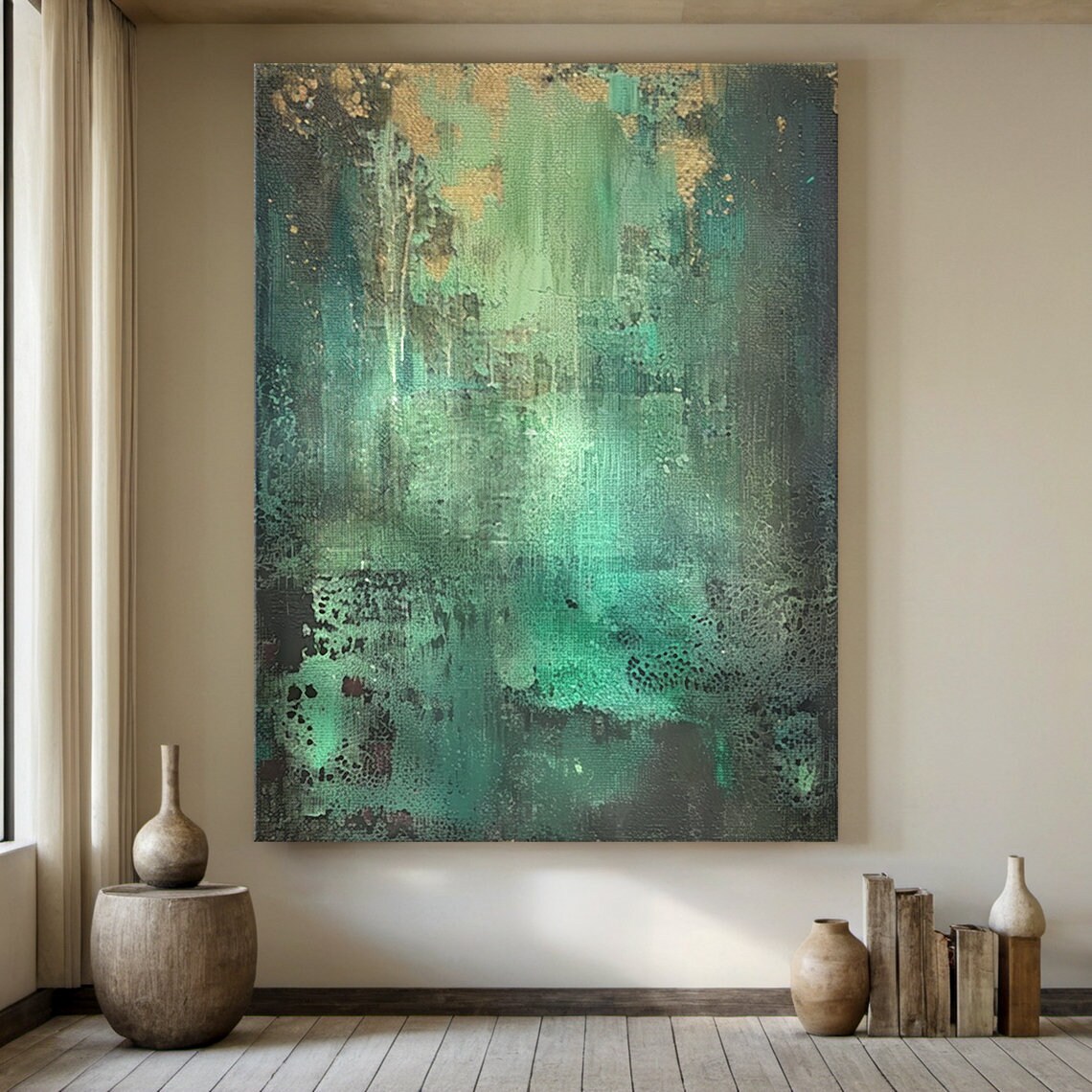 Green Minimalist Painting, Abstract Texture Art - Image 6