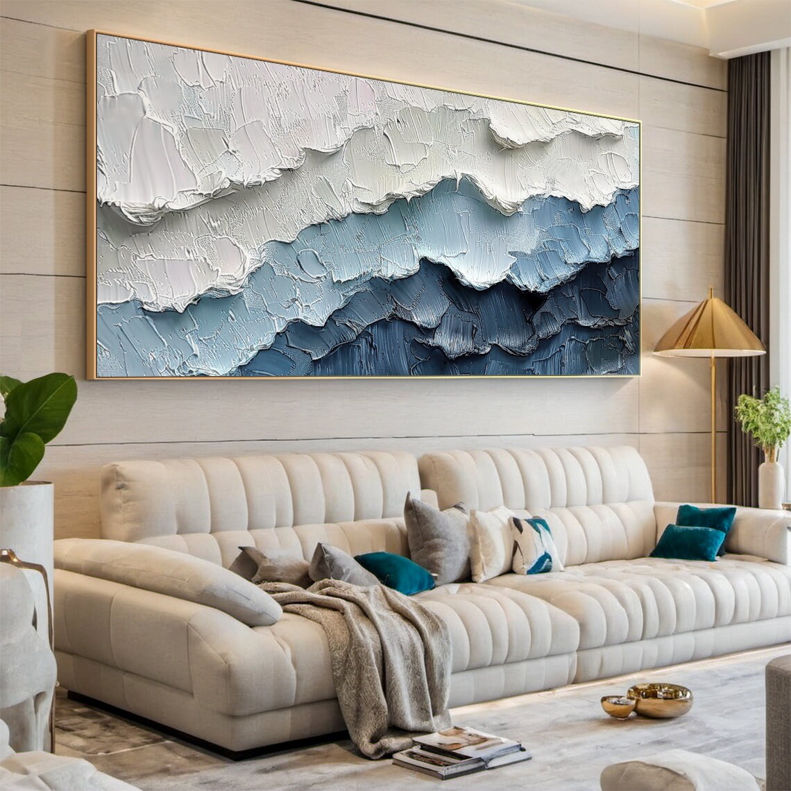 Seaside Abstract Oil Painting, Coastal Beach Art Print - Image 3