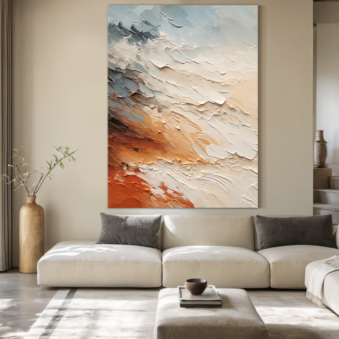 Gray and Blue Ocean Waves Beach Abstract Art Print - Image 6