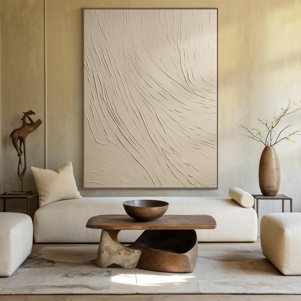 Pure Beige Wabi Sabi Wall Art Pure Beige Abstract Painting Large Beige Simple Wall Art Beige Textured Painting Modern Home Decor - Image 3