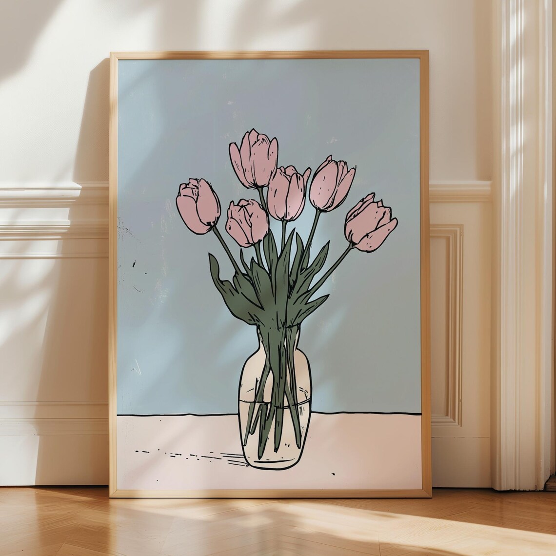 Bouquet Of Flowers Art, Minimalistic Floral Decor