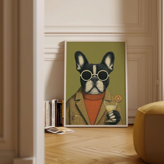 French Bulldog Poster Retro Animal Wall Art