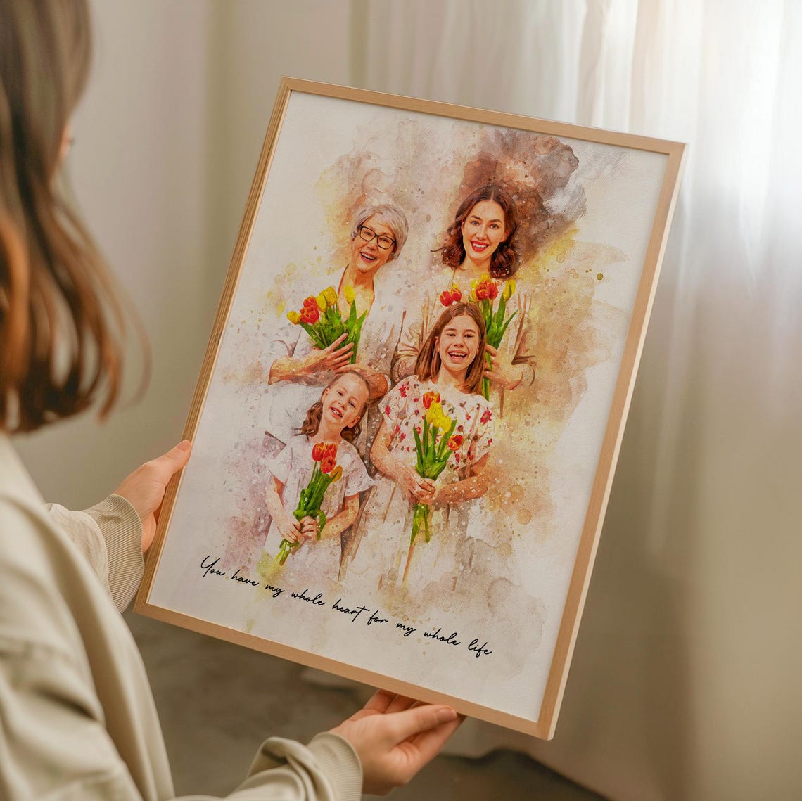 Watercolor Mom Portrait, Gift for Mom Art Print - Image 5