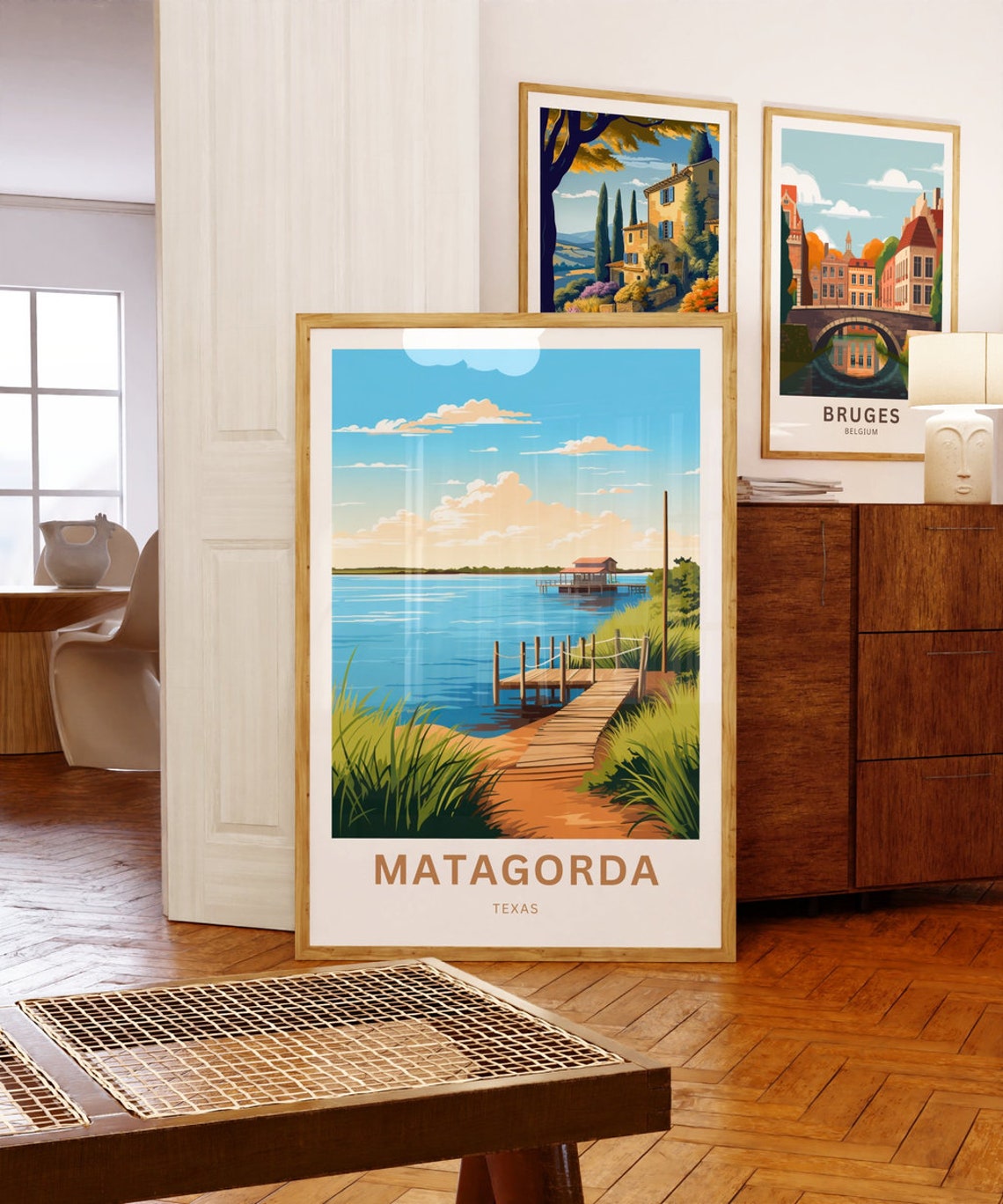 Personalized Matagorda Texas Fishing Pier Coast Travel Poster - Image 5