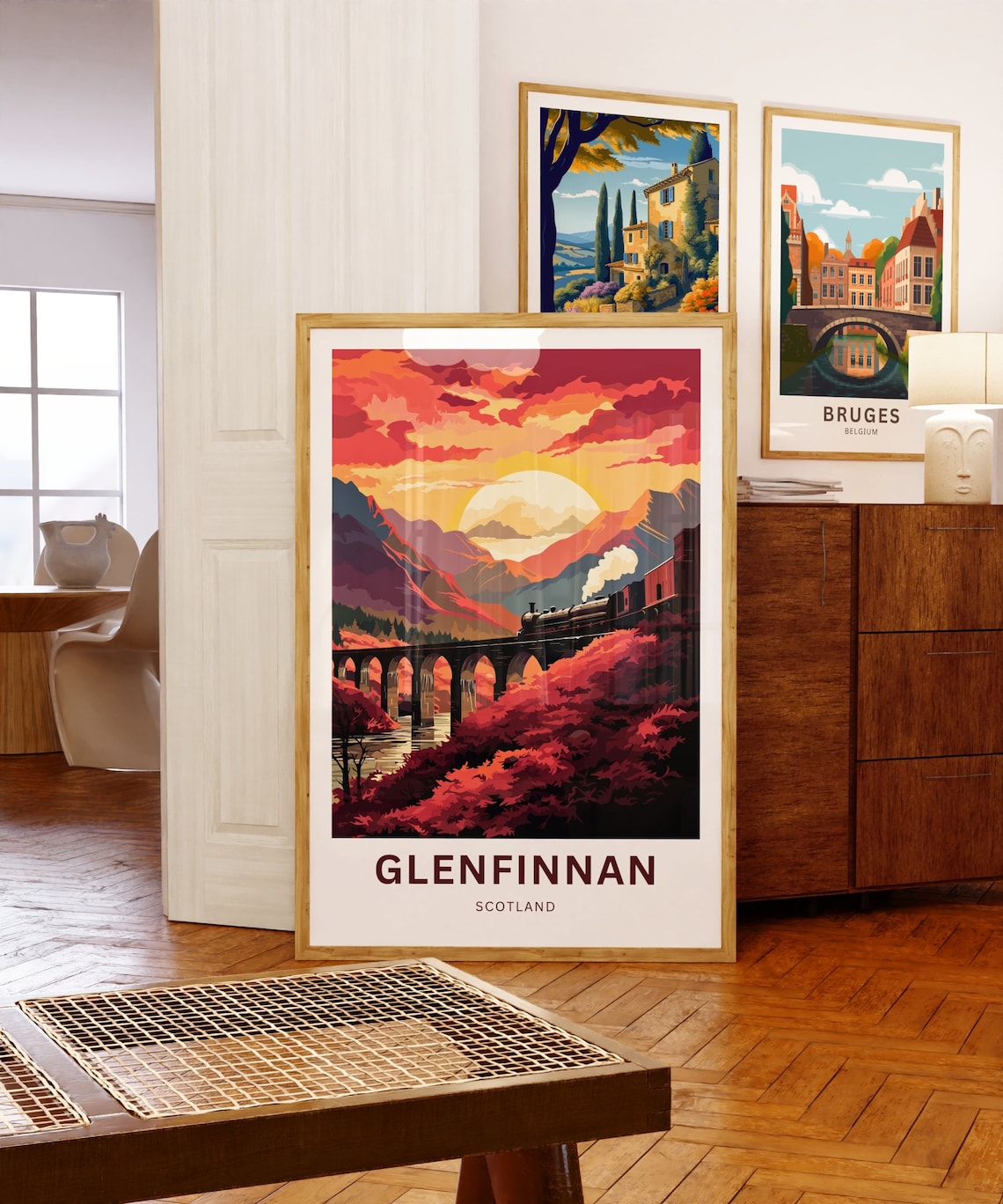 Glenfinnan Scotland Sunset Glow Steam Train Over Viaduct Travel Poster - Image 5