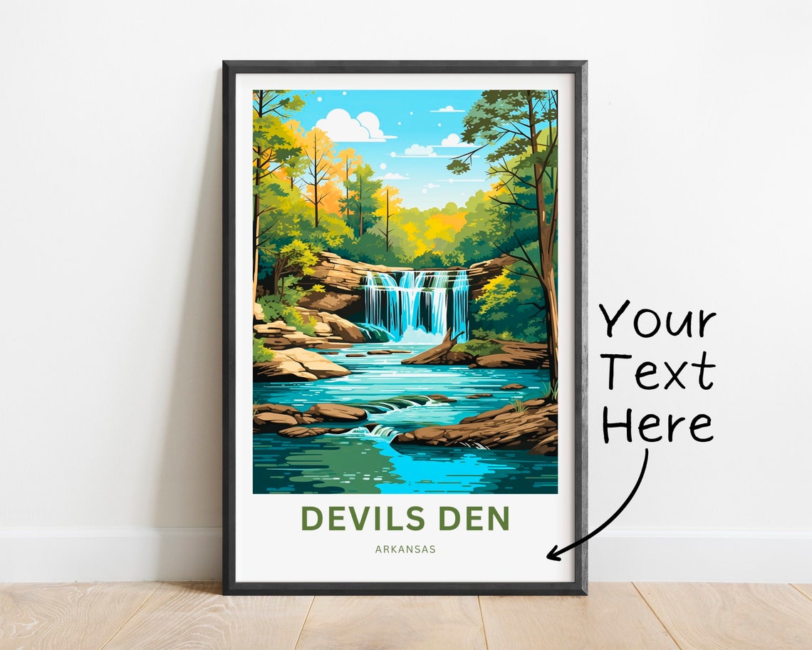 Personalized Devils Den Arkansas Waterfall Forest Gift Poster