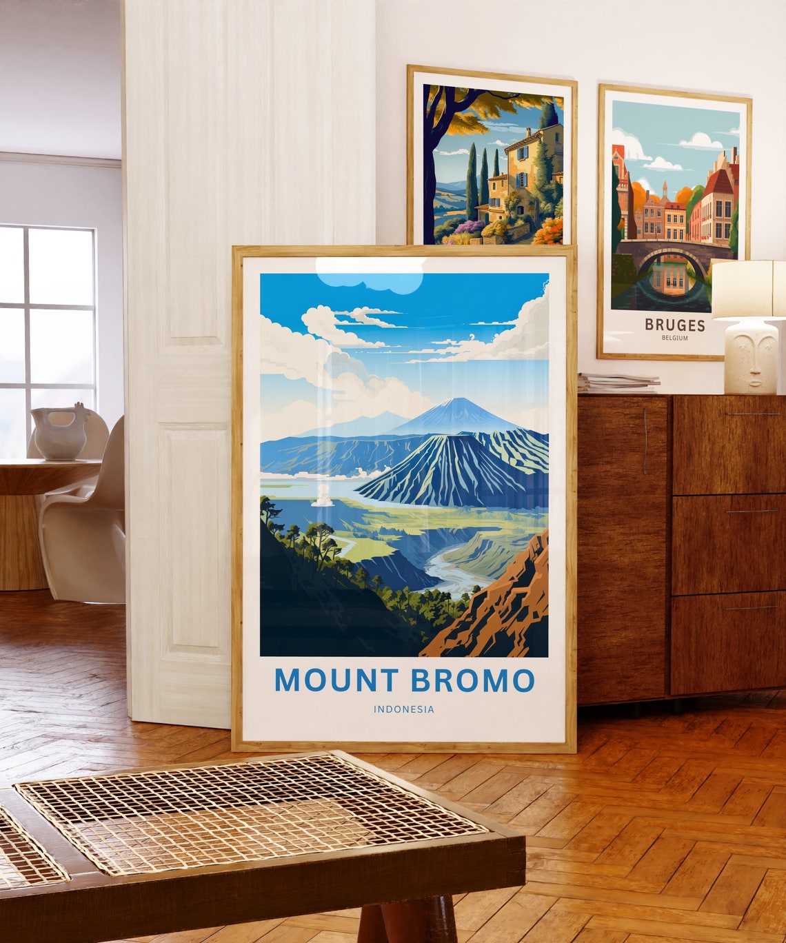 Mount Bromo Indonesia Volcano Crater Retro Style Travel Poster - Image 5