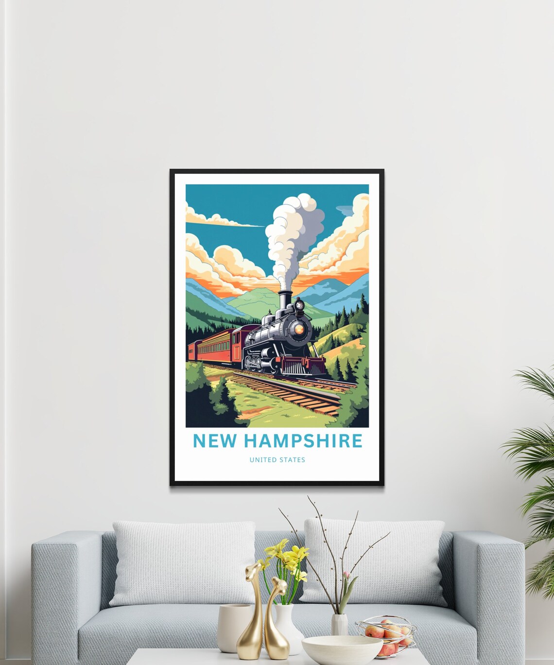 New Hampshire Personalized Steam Train Mountain United States Poster - Image 3