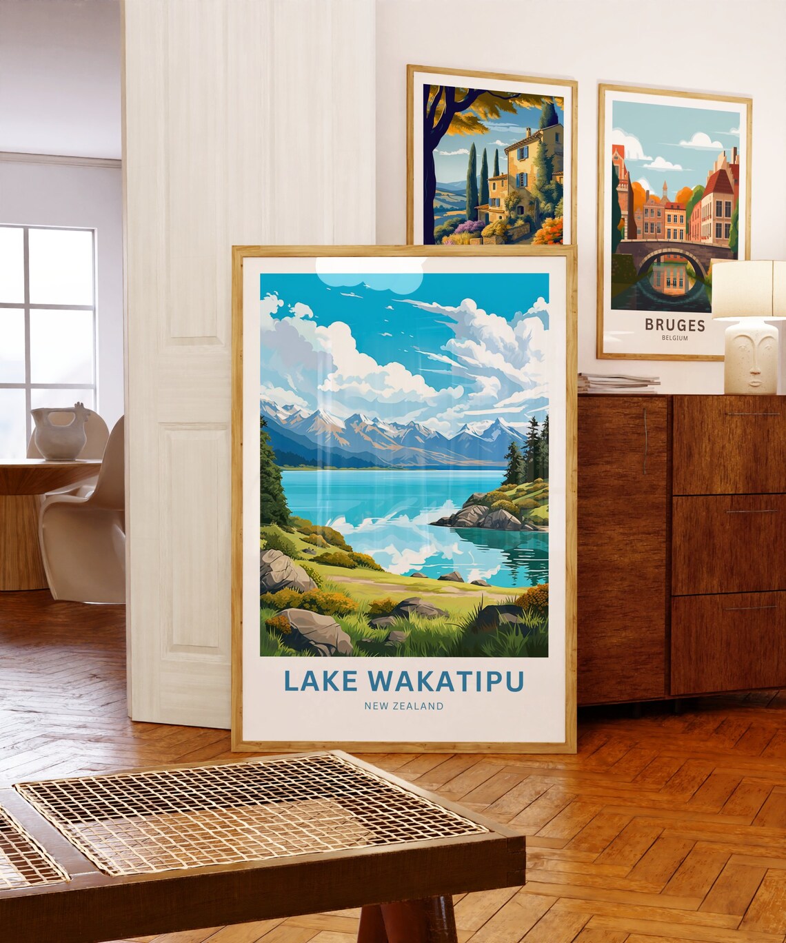 Lake Wakatipu New Zealand Mountain Reflection Landscape Poster - Image 5