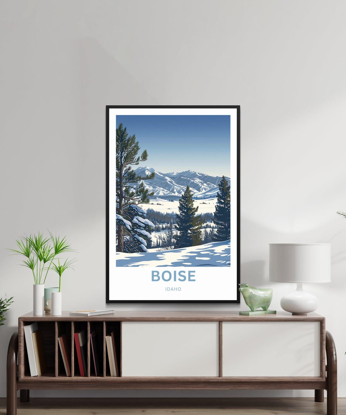 Boise Idaho Snowy Mountain Winter Pine Forest Scenic View Poster - Image 3