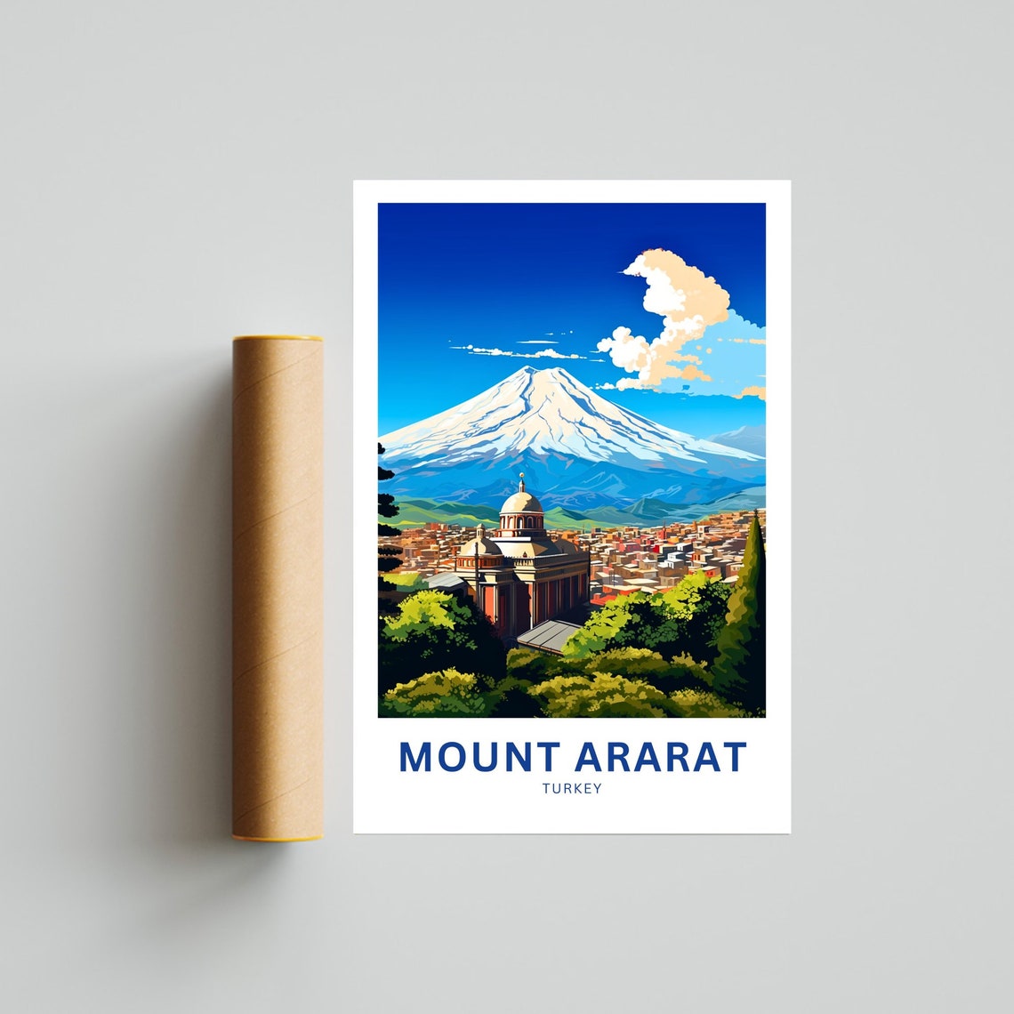 Mount Ararat Personalized Snow Capped Volcano City View Poster - Image 4