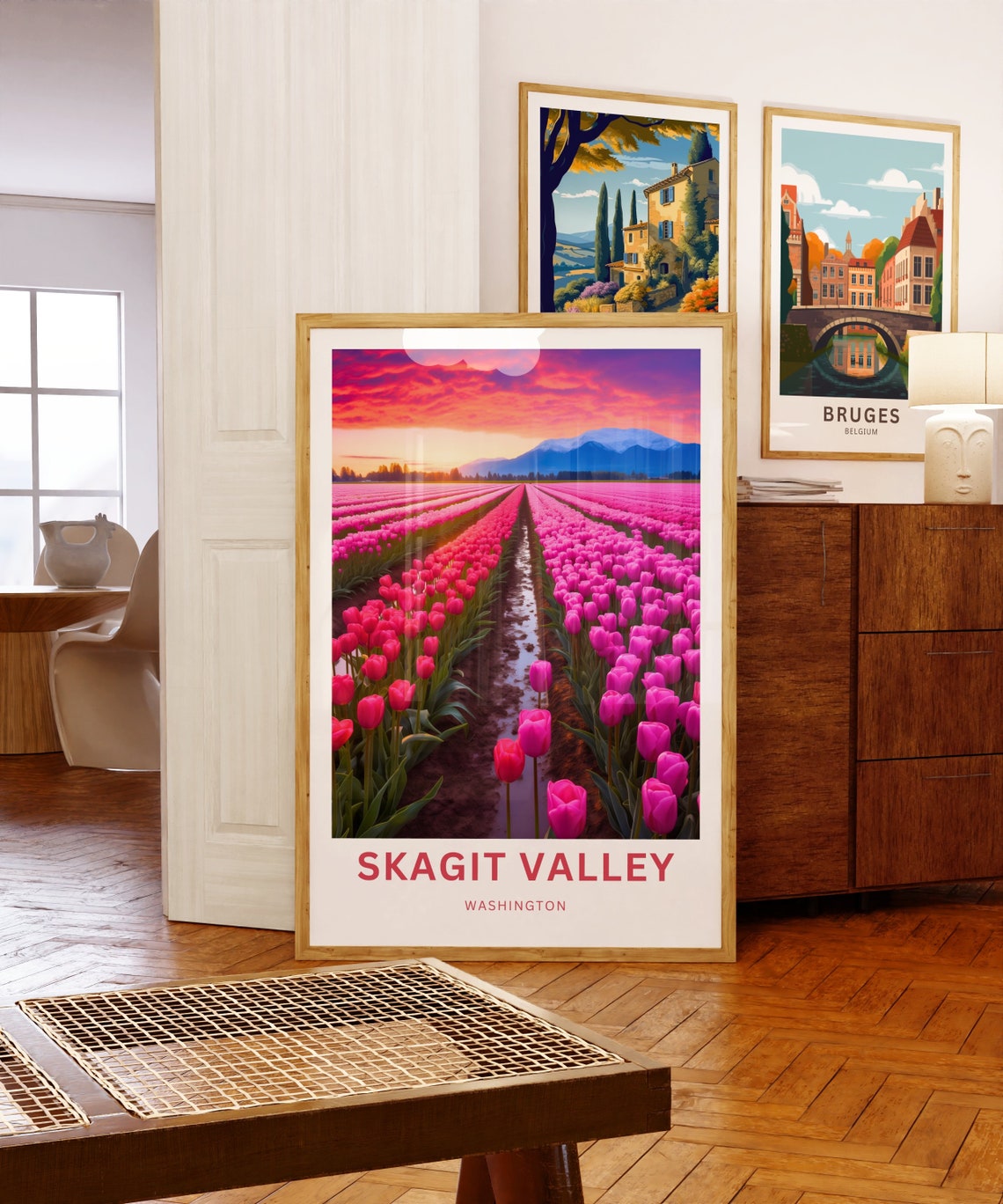 Skagit Valley Washington Tulip Field Personalized Sunset Poster - Image 5