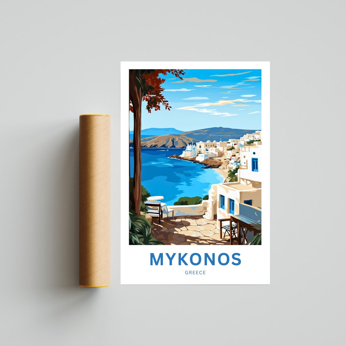 Mykonos Greece Coastal Village Personalized Custom Travel Poster - Image 4