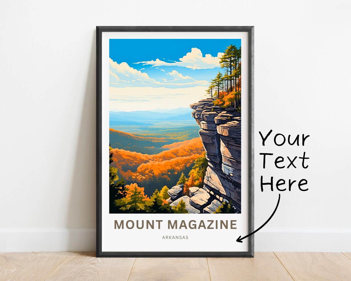Personalized Mount Magazine Arkansas Bluff Overlook Travel Poster