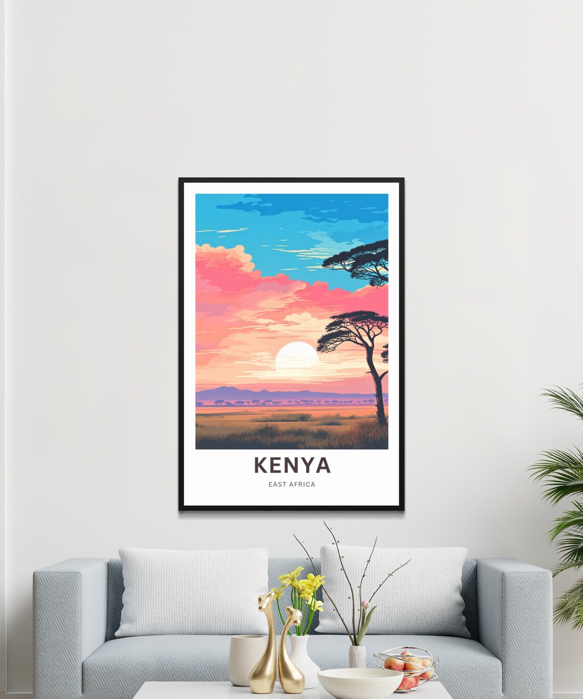 Kenya East Africa Savanna Sunset Custom Text Personalized Poster - Image 3