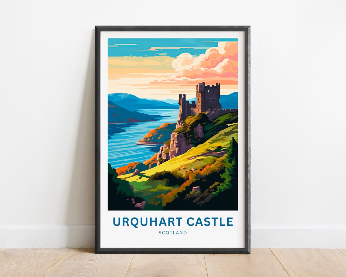 Urquhart Castle Scotland Loch Ness Shoreline Ruins Travel Poster