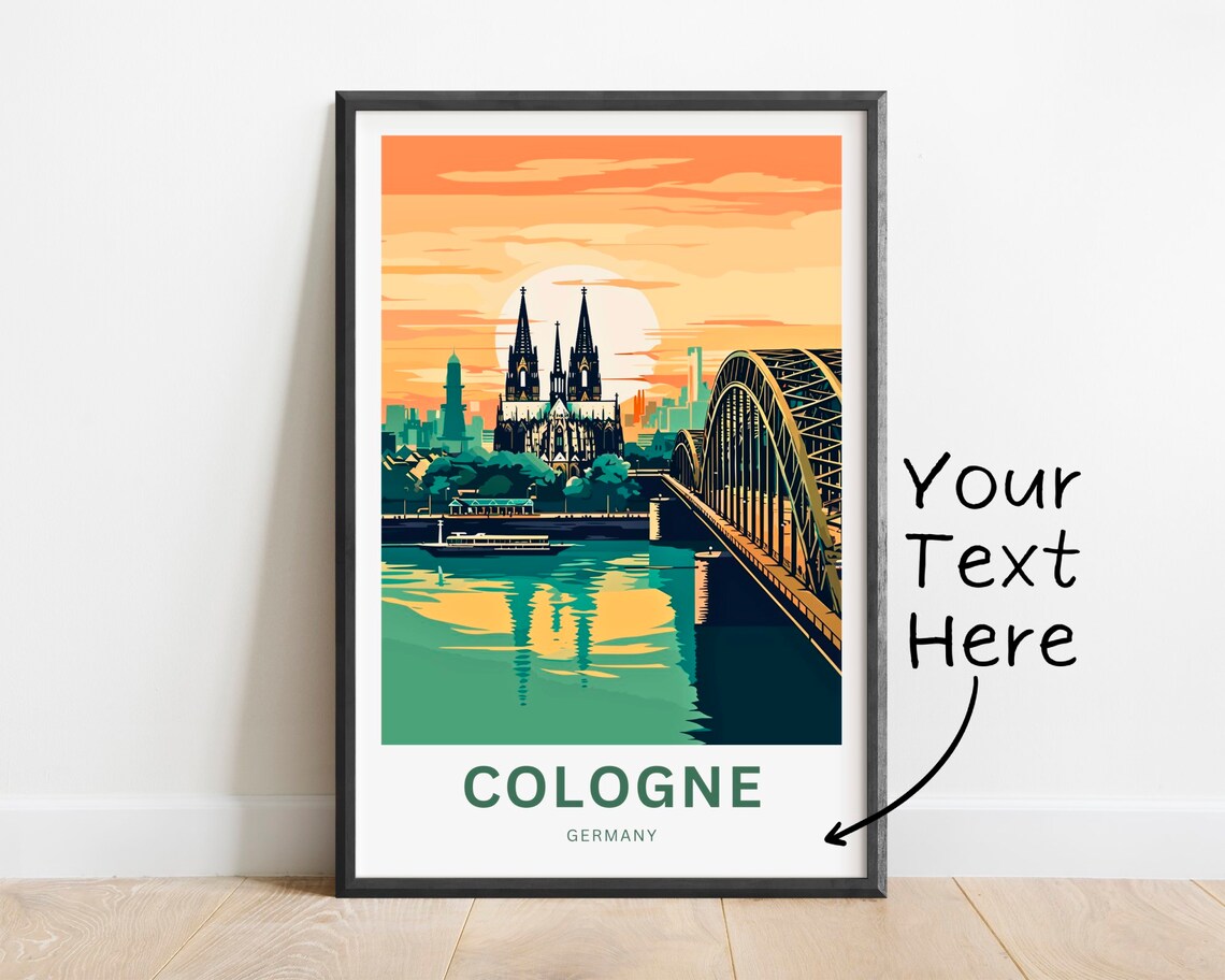 Personalized Cologne Germany Cathedral Sunset Over the Rhine Poster