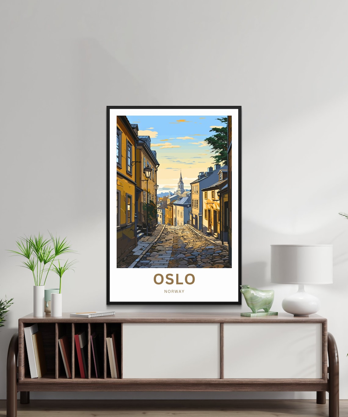 Personalized Oslo Norway Golden Street Custom Text Travel Poster - Image 2