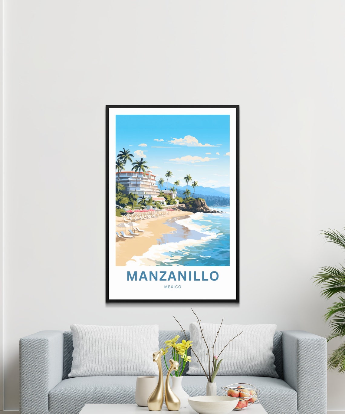 Personalized Manzanillo Mexico Beach Umbrella Resort Coast Poster - Image 3