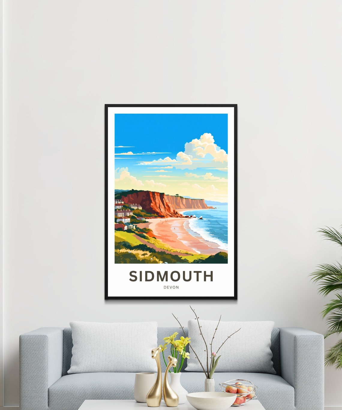 Sidmouth Devon England Red Cliffs Beach Custom Travel Poster - Image 3