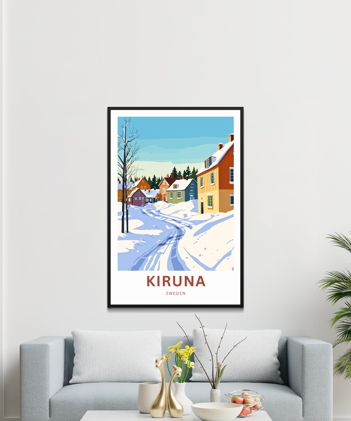 Kiruna Sweden Winter Village Street Snow Scene Travel Poster - Image 3