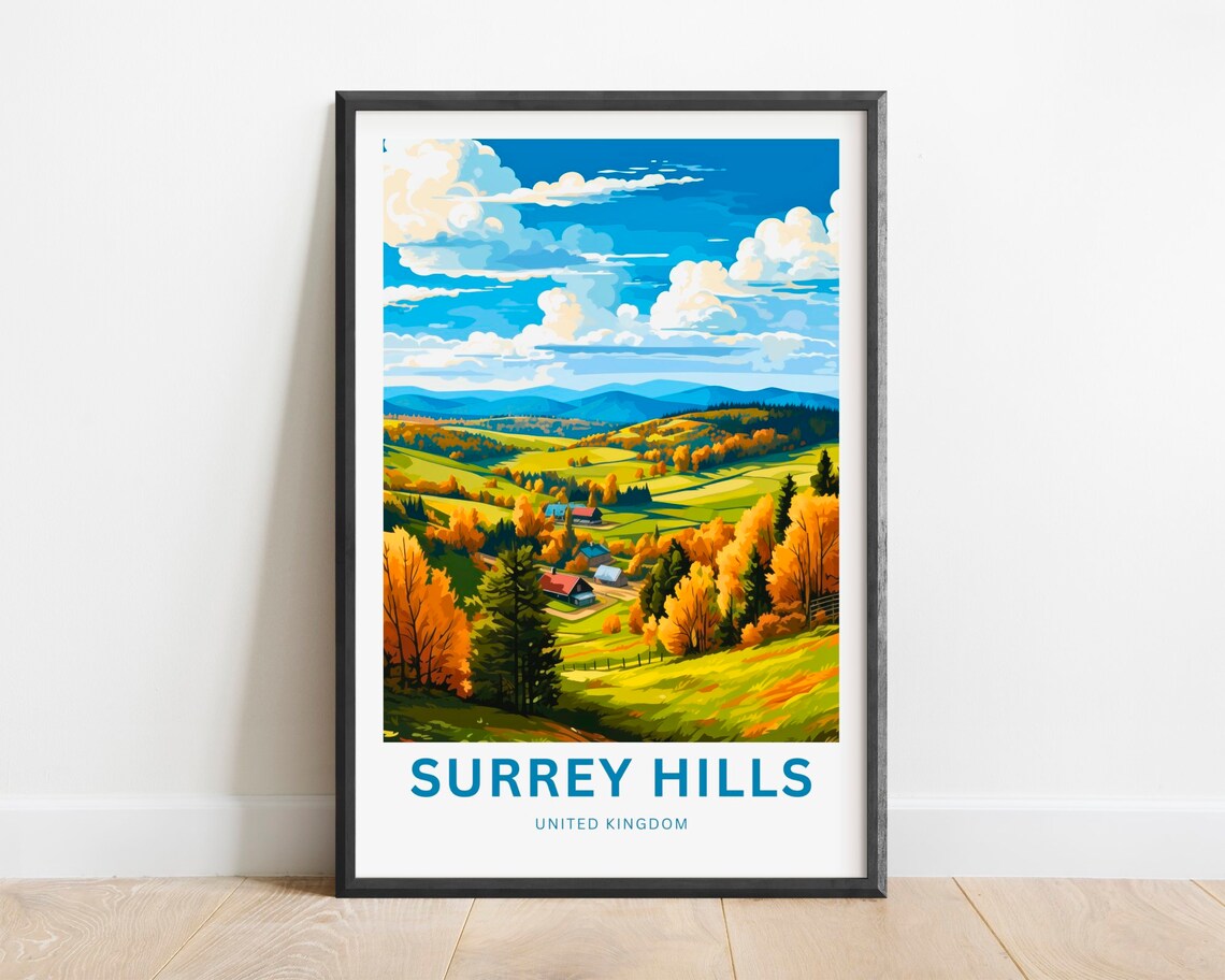 Surrey Hills United Kingdom Autumn Countryside Travel Poster