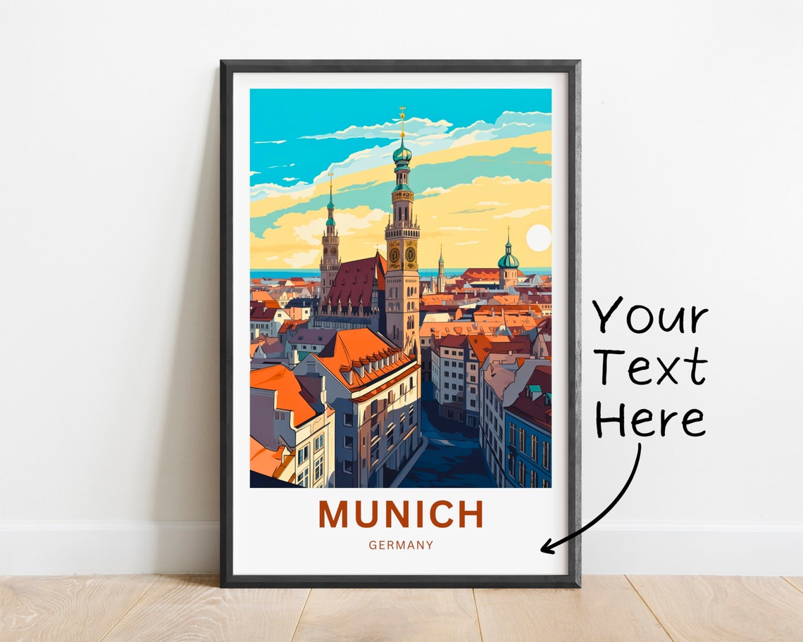 Personalized Munich Germany Old Town Clock Tower Retro Poster