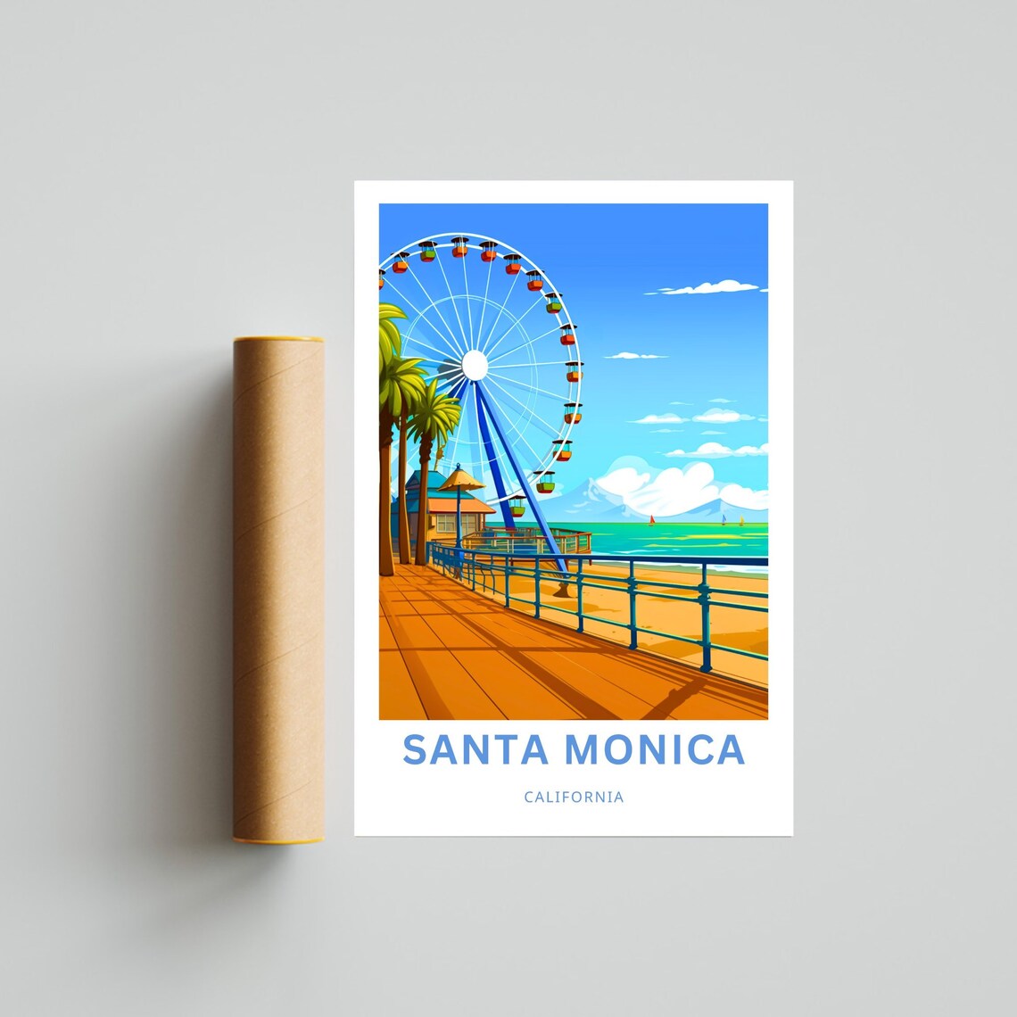 Santa Monica California Pier Ferris Wheel Beach Boardwalk Poster - Image 4