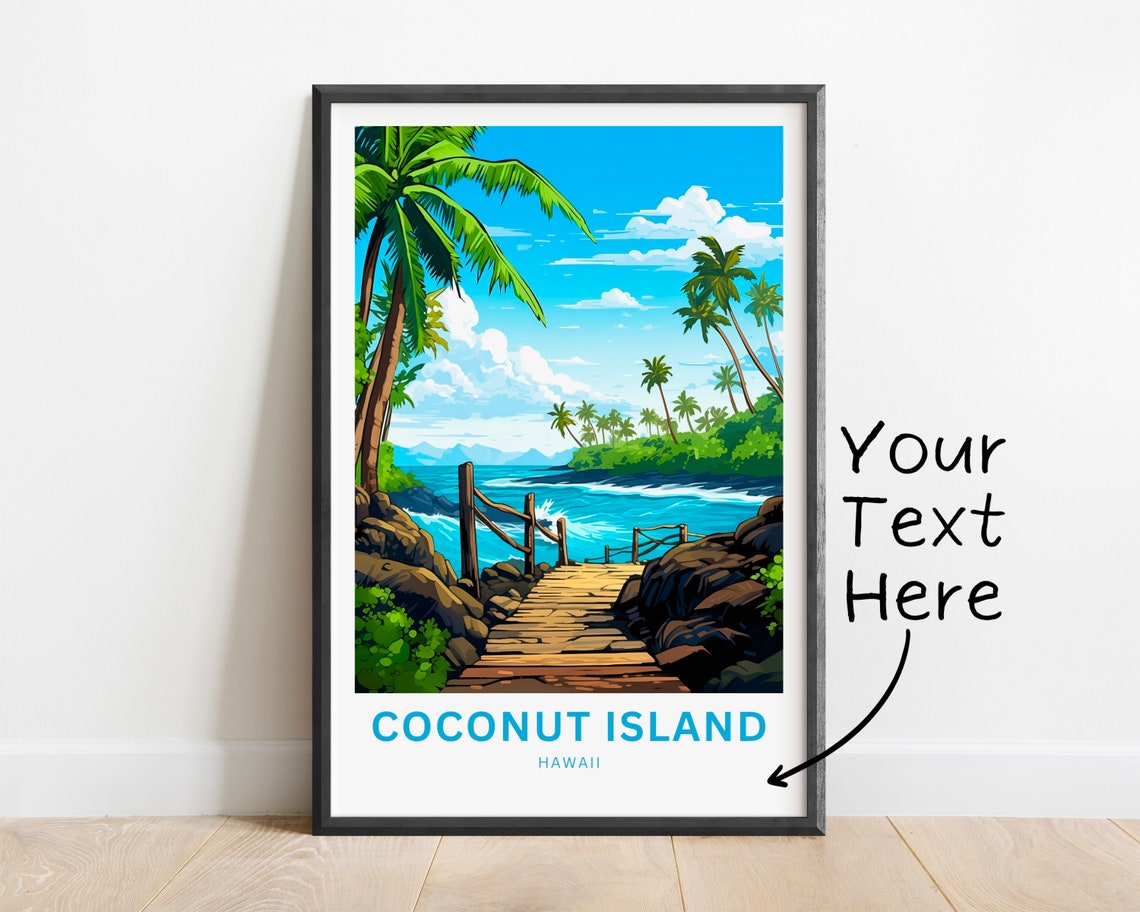 Personalized Coconut Island Hawaii Boardwalk Custom Travel Poster