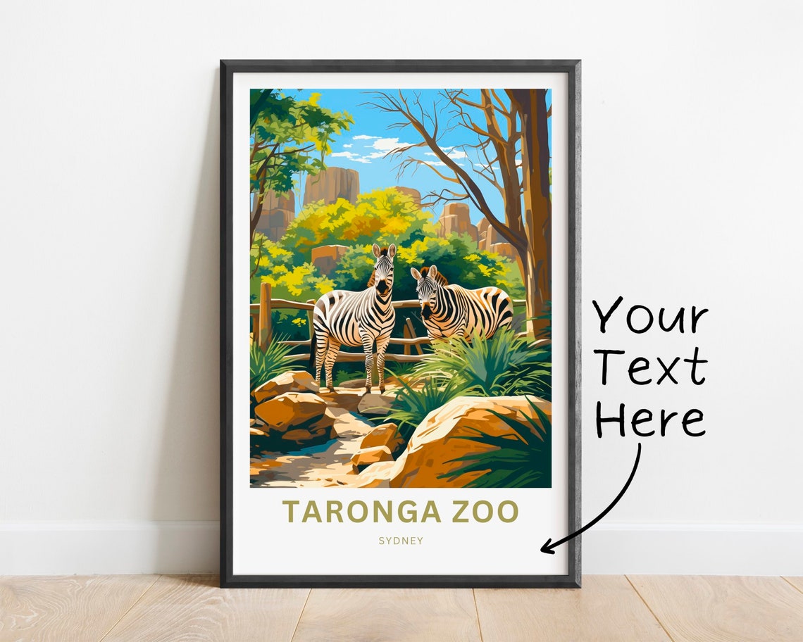Taronga Zoo Sydney Two Zebras Among Rocks Travel Print Artwork