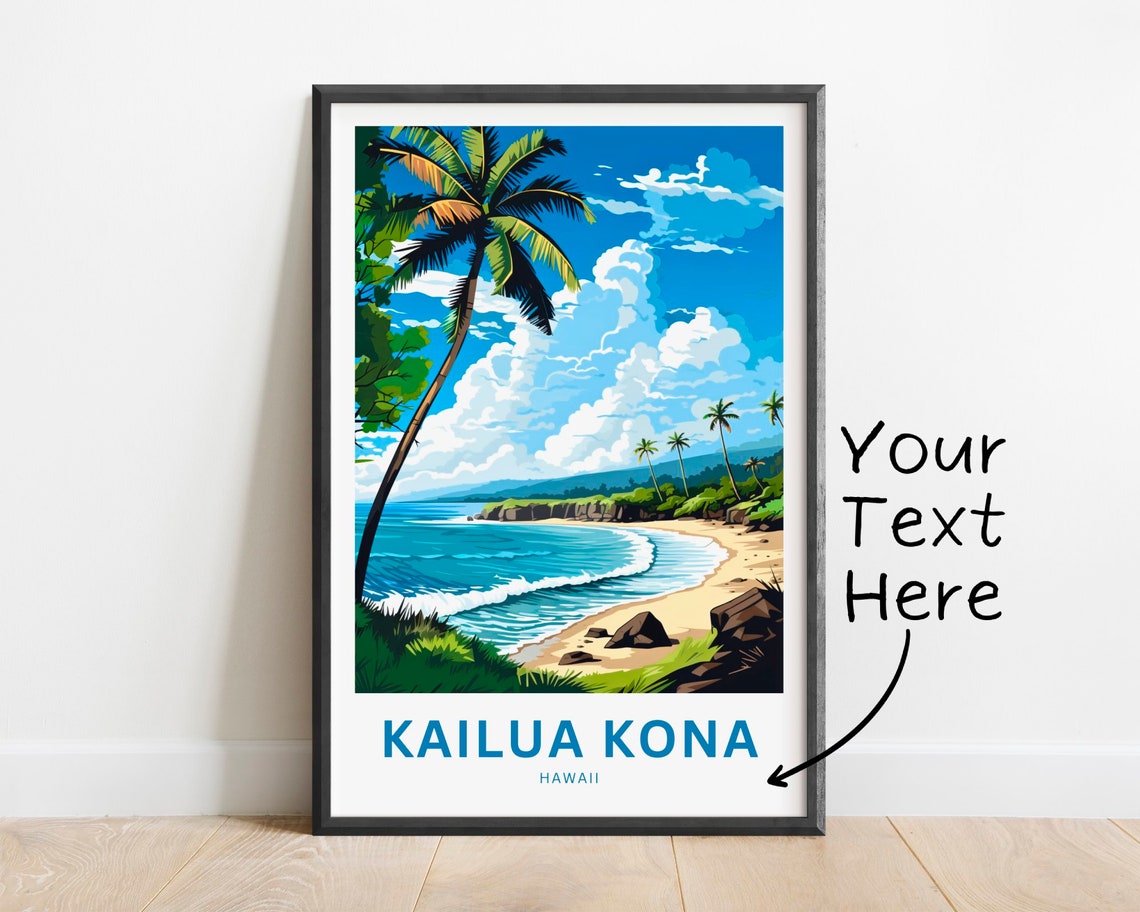Kailua Kona Hawaii Leaning Palm Beach Shore Personalized Poster