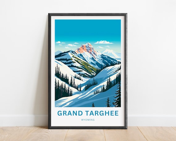 Grand Targhee Wyoming Snowy Mountain Ski Resort Travel Poster