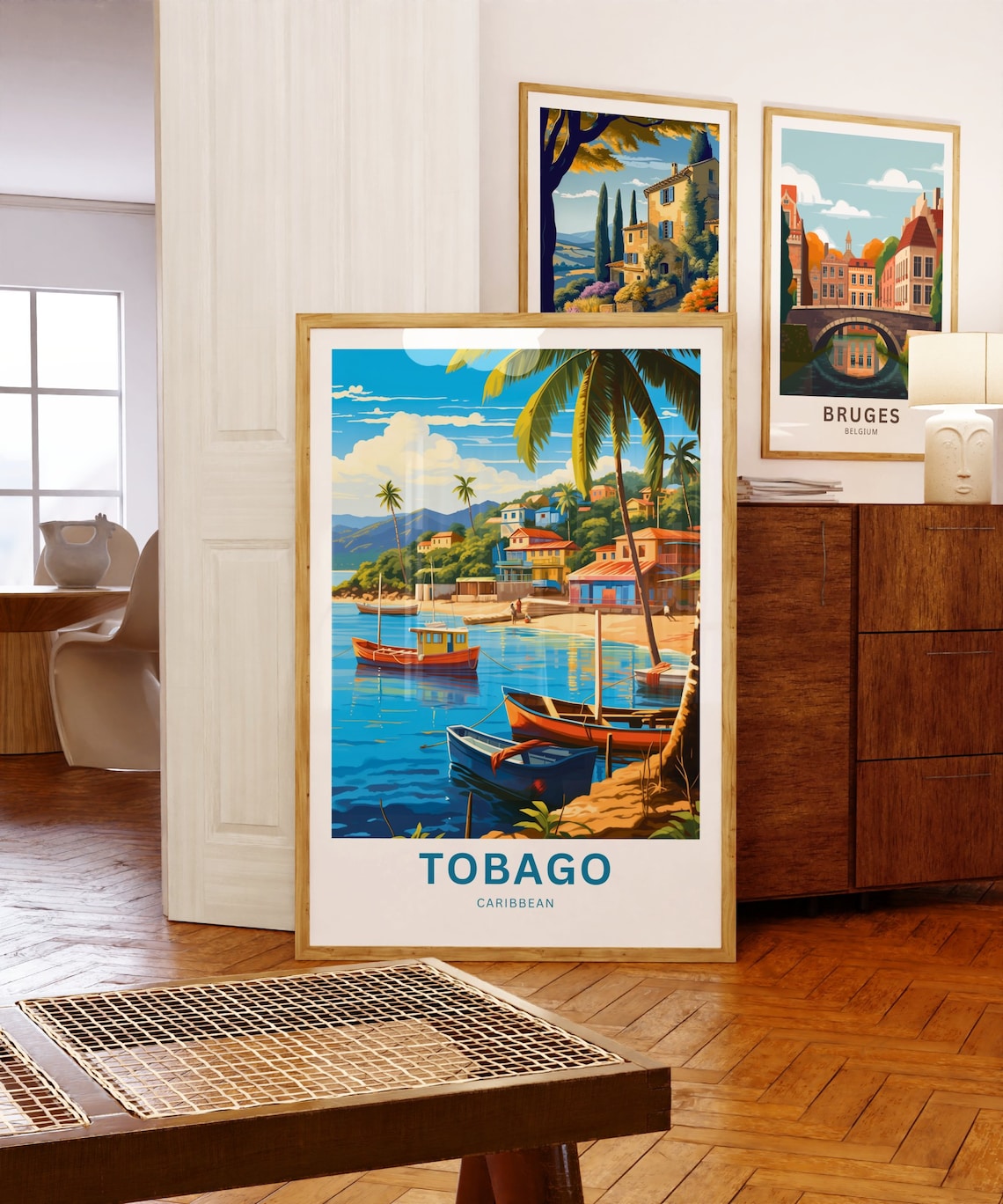 Tobago Caribbean Fishing Village Boats Palm Beach Travel Poster - Image 5